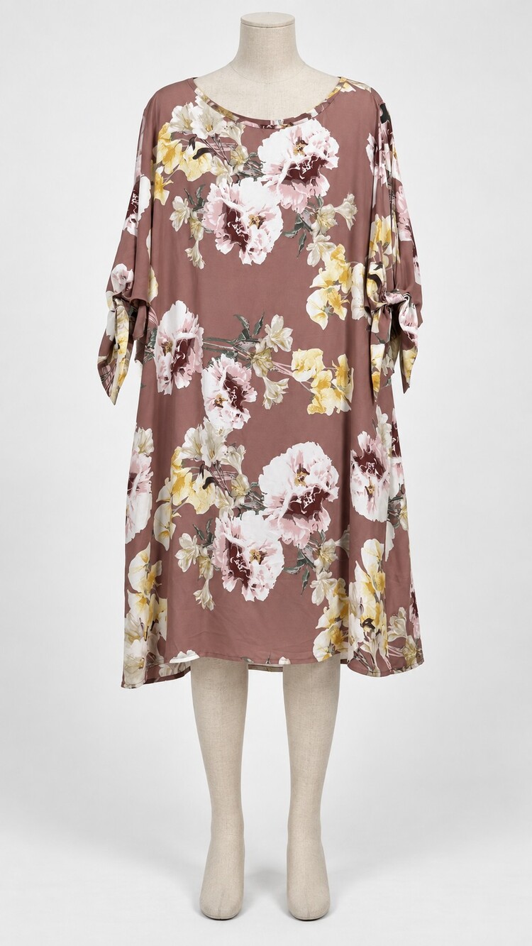 New York & Company XXL Floral Dress 3/4 Sleeve Tie Detail